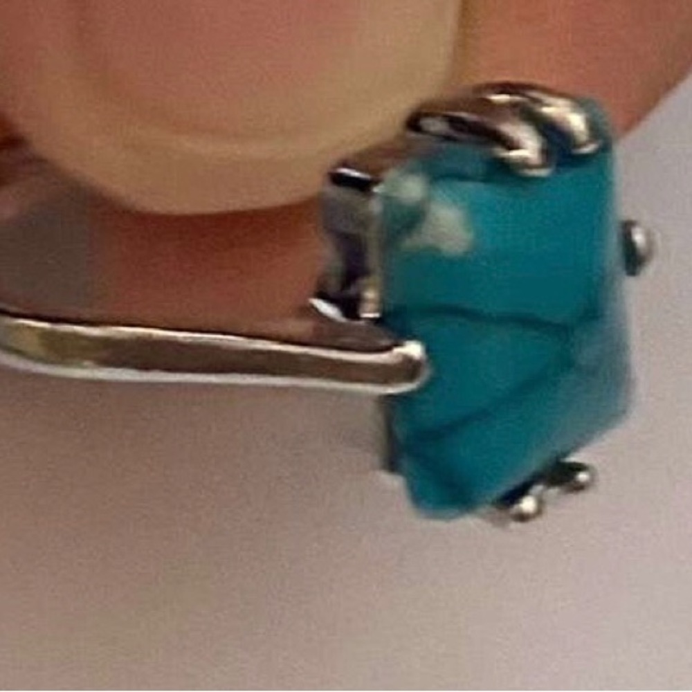 Turquoise Statement Ring Silver-Tone - image 3
